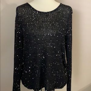 Black sweater with silver sequins * Size‎ Large *